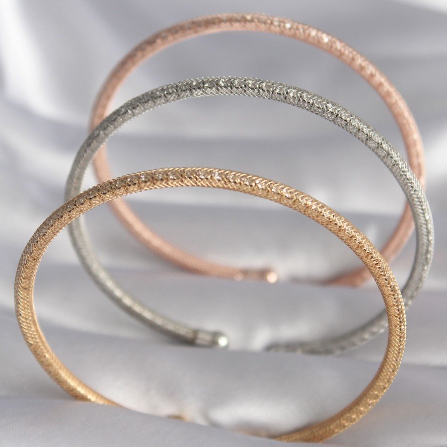 Brass Mix Color Wicker Model Zircon Stone Detail Women s Bracelet Set