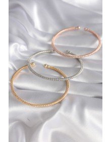 Brass Mix Color Wicker Model Zircon Stone Detail Women's Bracelet Set