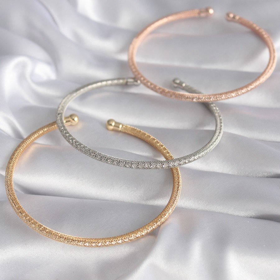 Brass Mix Color Wicker Model Zircon Stone Detail Women s Bracelet Set