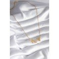316L Steel Gold Color Zircon Stone Winged Heart Model Women s Necklace