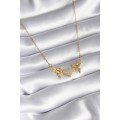 316L Steel Gold Color Zircon Stone Winged Heart Model Women s Necklace