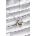 316L Steel Silver Color Bubble  M  Letter Model Women s Necklace