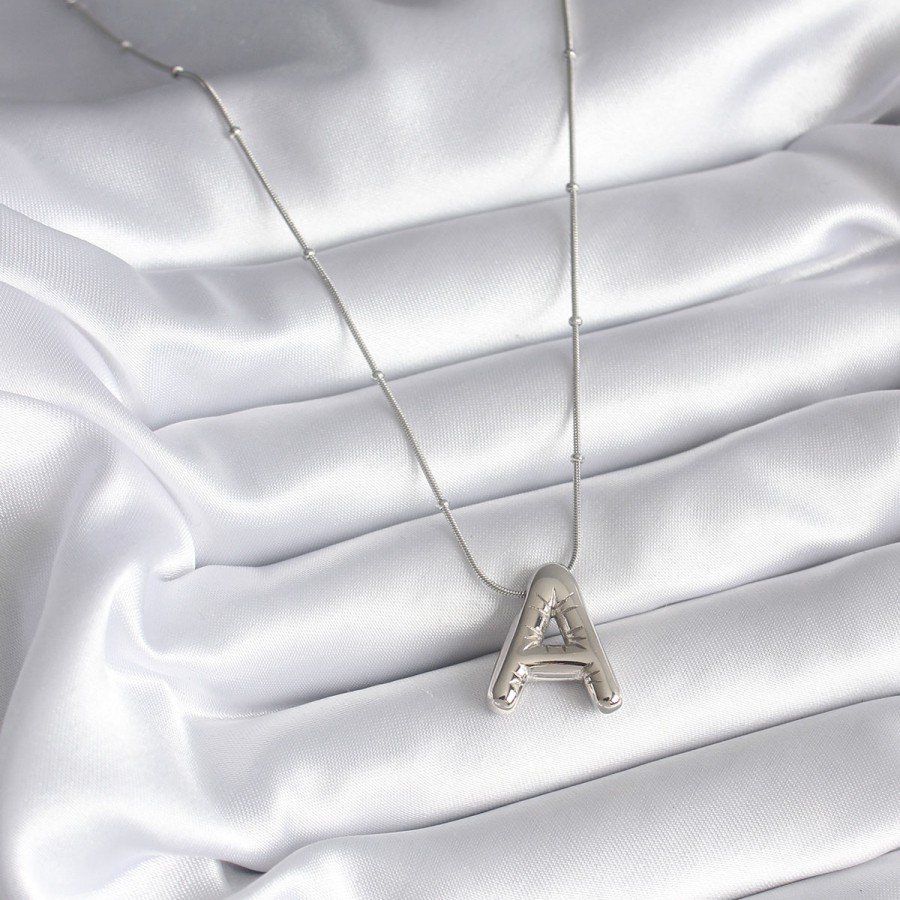 316L Steel Silver Color Bubble  A  Letter Model Women s Necklace
