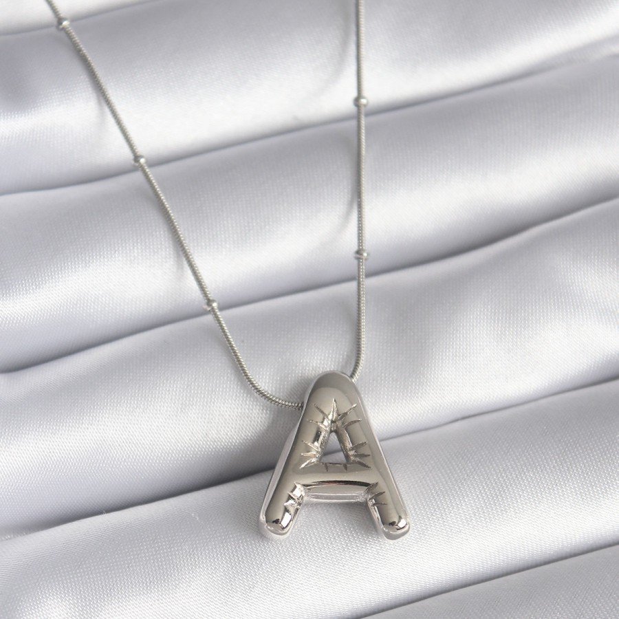 316L Steel Silver Color Bubble  A  Letter Model Women s Necklace