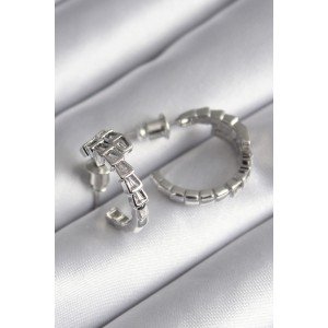 Brass Silver Color Zircon Stone Snake Model Women's Earrings