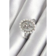 Brass Silver Color Portrait Rose Model Pearl Detail Women's Ring