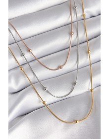 316L Steel Mix Color Triple Stud Detail Women's Necklace
