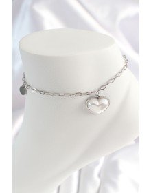 316L Steel Silver Color Chain Model 3D Heart White Heart Figure Women Halter