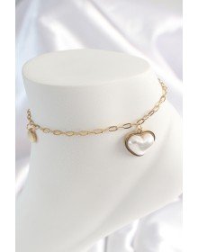 316L Steel Gold Color Chain Model 3D Pearl Heart Model Women's HalHal