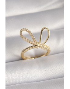 Gold Color Zircon Stone Knot Model Women's Ring