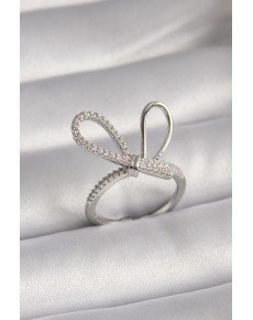 Brass Silver Color Zircon Stone Knot Model Women's Ring