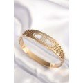 316L Steel Gold Color Zircon Stone Women s Handcuff Bracelet