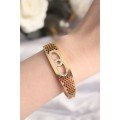 316L Steel Gold Color Zircon Stone Women s Handcuff Bracelet