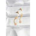 316L Steel Gold Color Italian Chain Daisy Earrings