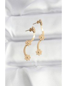316L Steel Gold Color Italian Chain Daisy Earrings