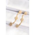 316L Steel Gold Color Italian Chain Daisy Earrings