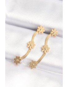 316L Steel Gold Color Italian Chain Daisy Earrings