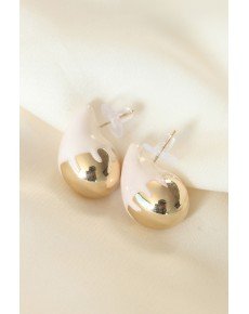 Minimal White Enameled Double Color Drop Earrings
