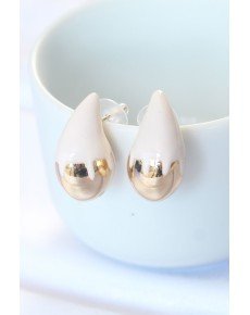 Minimal White Enameled Double Color Drop Earrings