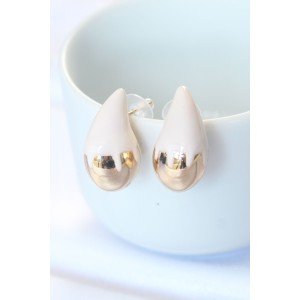 Minimal White Enameled Double Color Drop Earrings