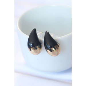 Minimal Black Enameled Double Color Drop Earrings