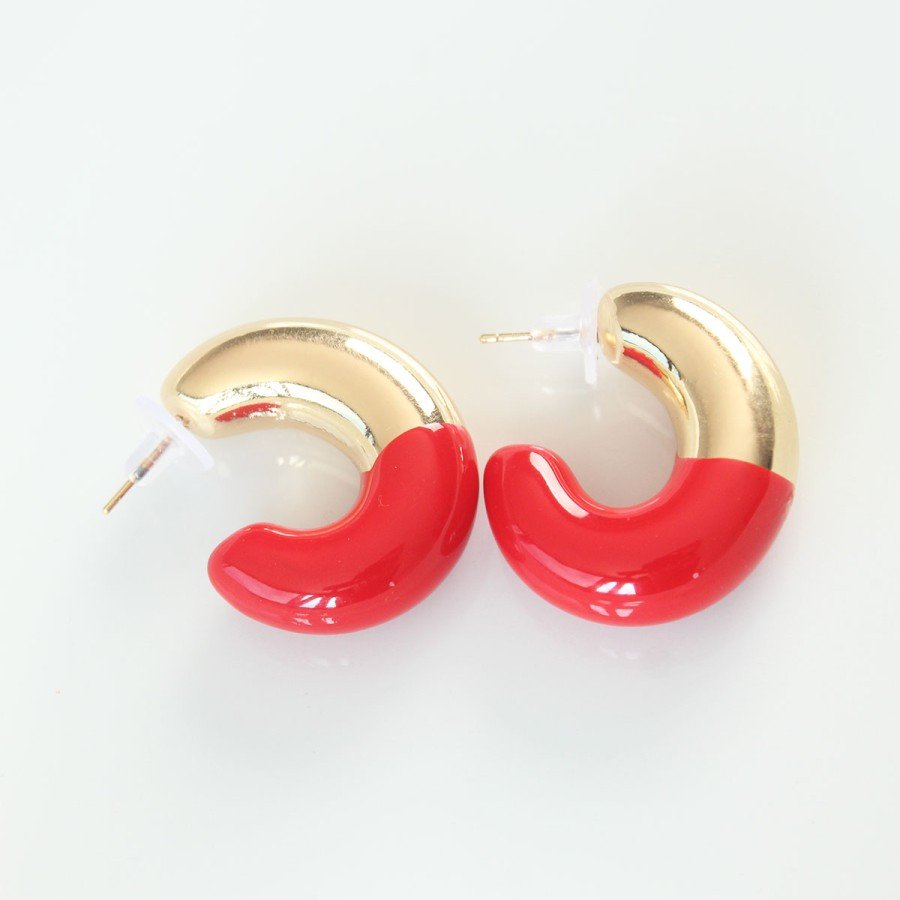 CCB Red Gold Double Color Earrings