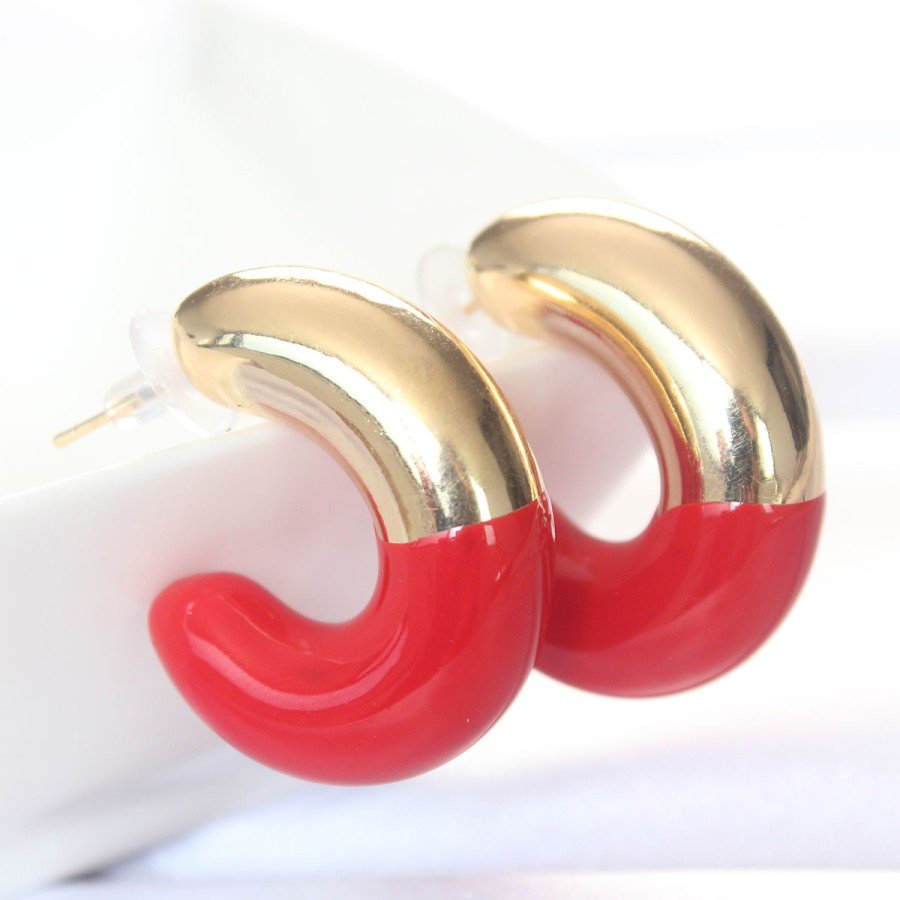 CCB Red Gold Double Color Earrings