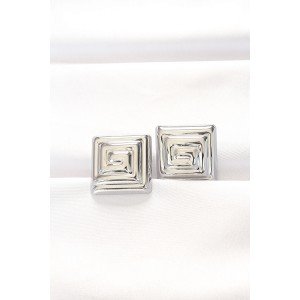 Brass Silver Color Square Form Earring Brass Silver Color Square Form Earring