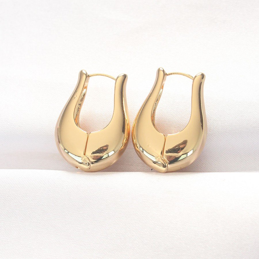 Brass Gold Color Domed Earrings