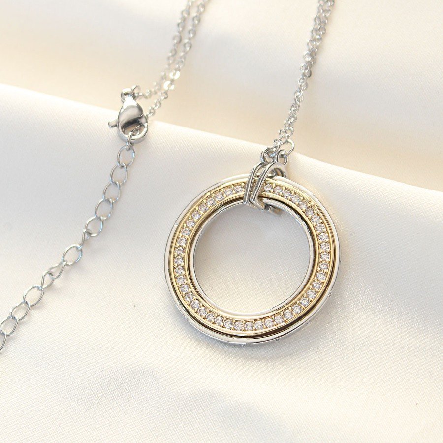 316L Steel Zircon Stone Double Color Tiffany Necklace