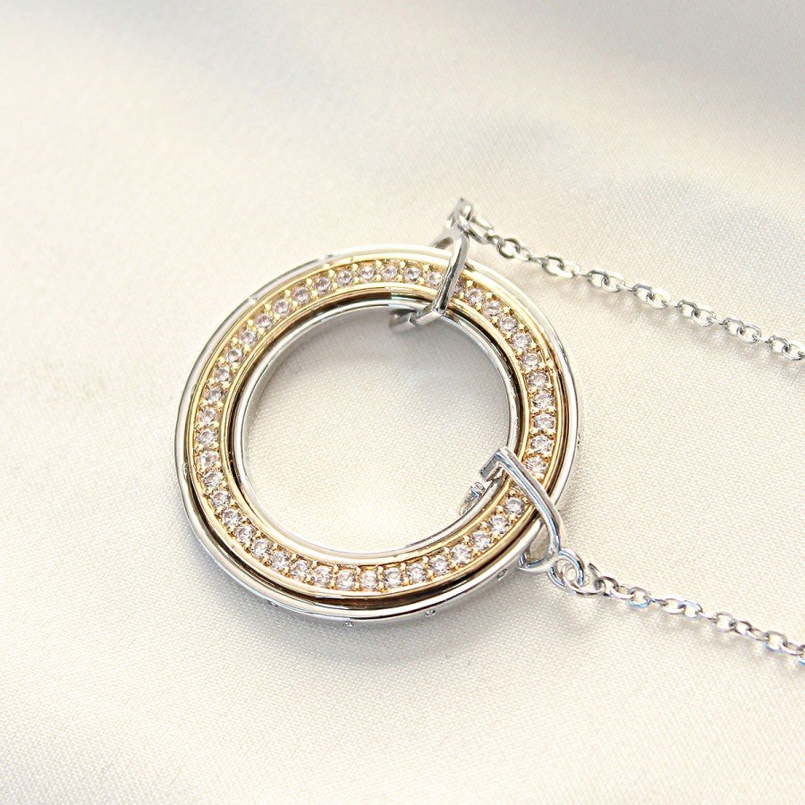 316L Steel Zircon Stone Double Color Tiffany Necklace