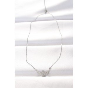 316L Steel Silver Color Zircon Stone Heart Wing Necklace