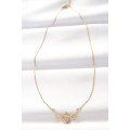 316L Steel Gold Color Zircon Stone Heart Wing Necklace