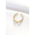 Gold Color Zircon Stone Adjustable Ring with Belt Buckle Design