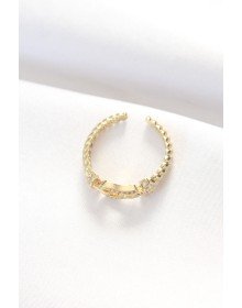 Gold Color Zircon Stone Adjustable Ring with Belt Buckle Design