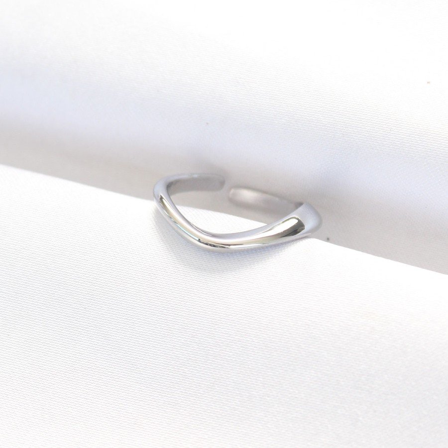 Flat Silver Color Adjustable Ring