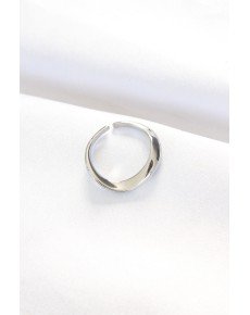 Flat Silver Color Adjustable Ring