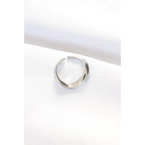 Flat Silver Color Adjustable Ring