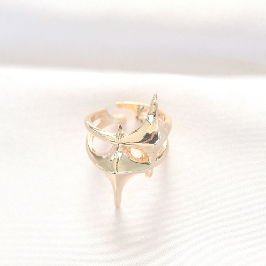 Star Model Gold Color Adjustable Ring