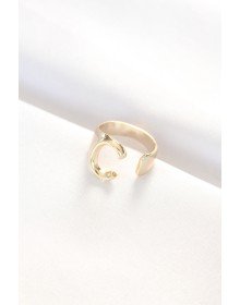 Gold Color Adjustable Ring with Letter C