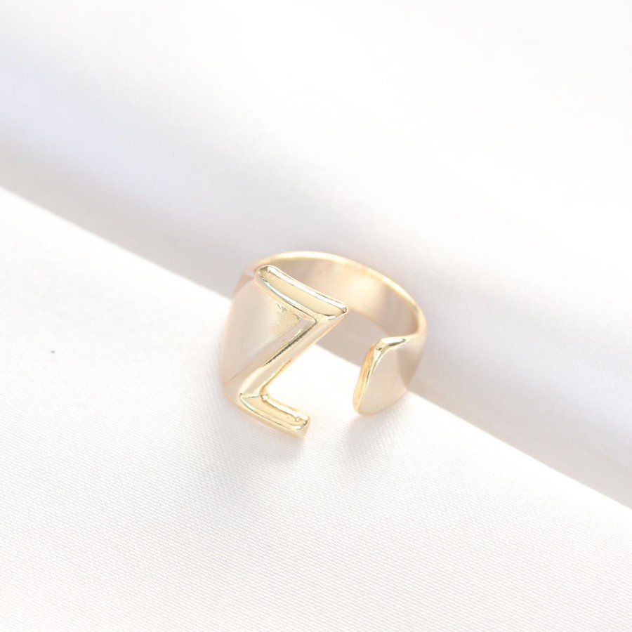 Gold Color Adjustable Ring with Letter Z Gold Color Adjustable Ring with Letter Z