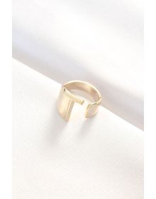 Gold Color Adjustable Ring with Letter T