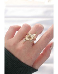 Star Model Gold Color Adjustable Ring