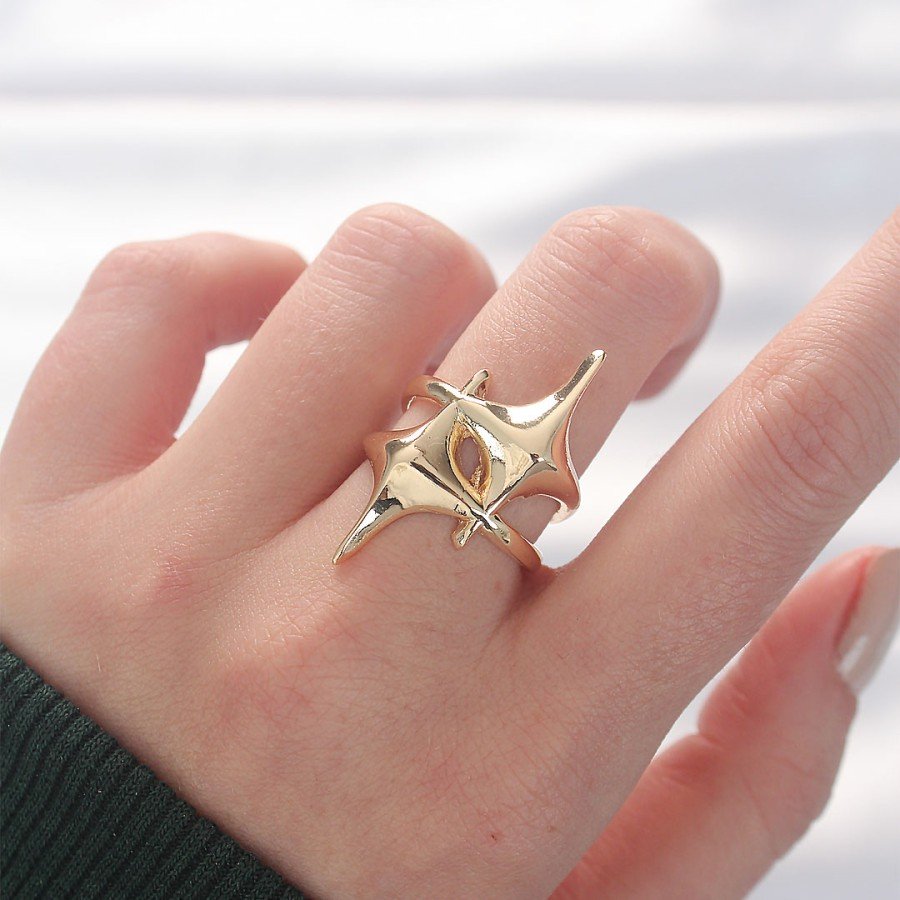 Star Model Gold Color Adjustable Ring