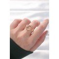 Gold Color Adjustable Ring with Letter C