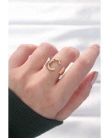 Gold Color Adjustable Ring with Letter C