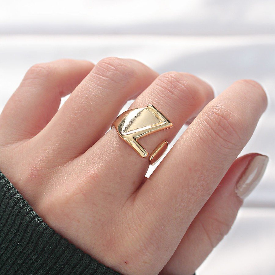 Gold Color Adjustable Ring with Letter Z Gold Color Adjustable Ring with Letter Z