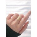 Gold Color Adjustable Ring with Letter T