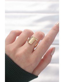 Gold Color Adjustable Ring with Letter T