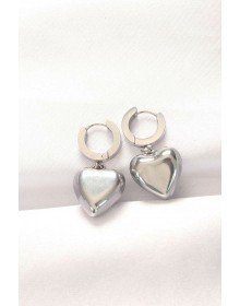 316L Steel Silver Color Convex Heart Design Earrings